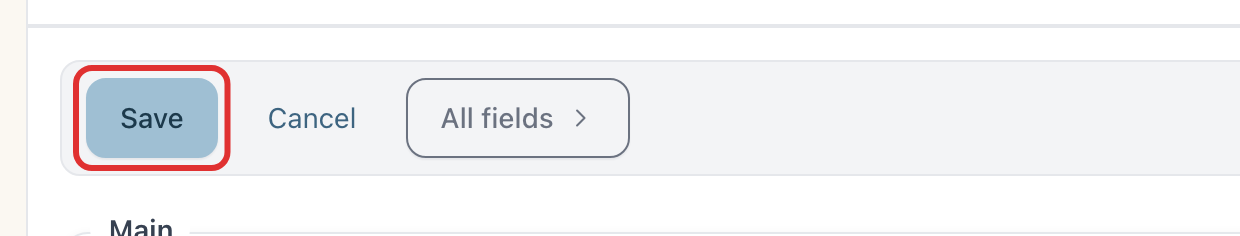 The “Save” button at the top of the page
