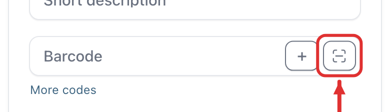 The scanner button in the “Barcode” field