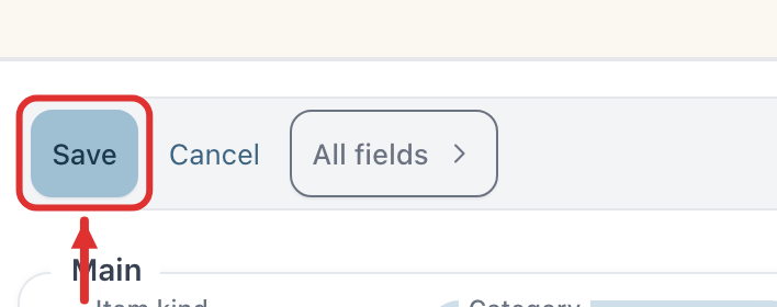 The “Save” button at the top of the page